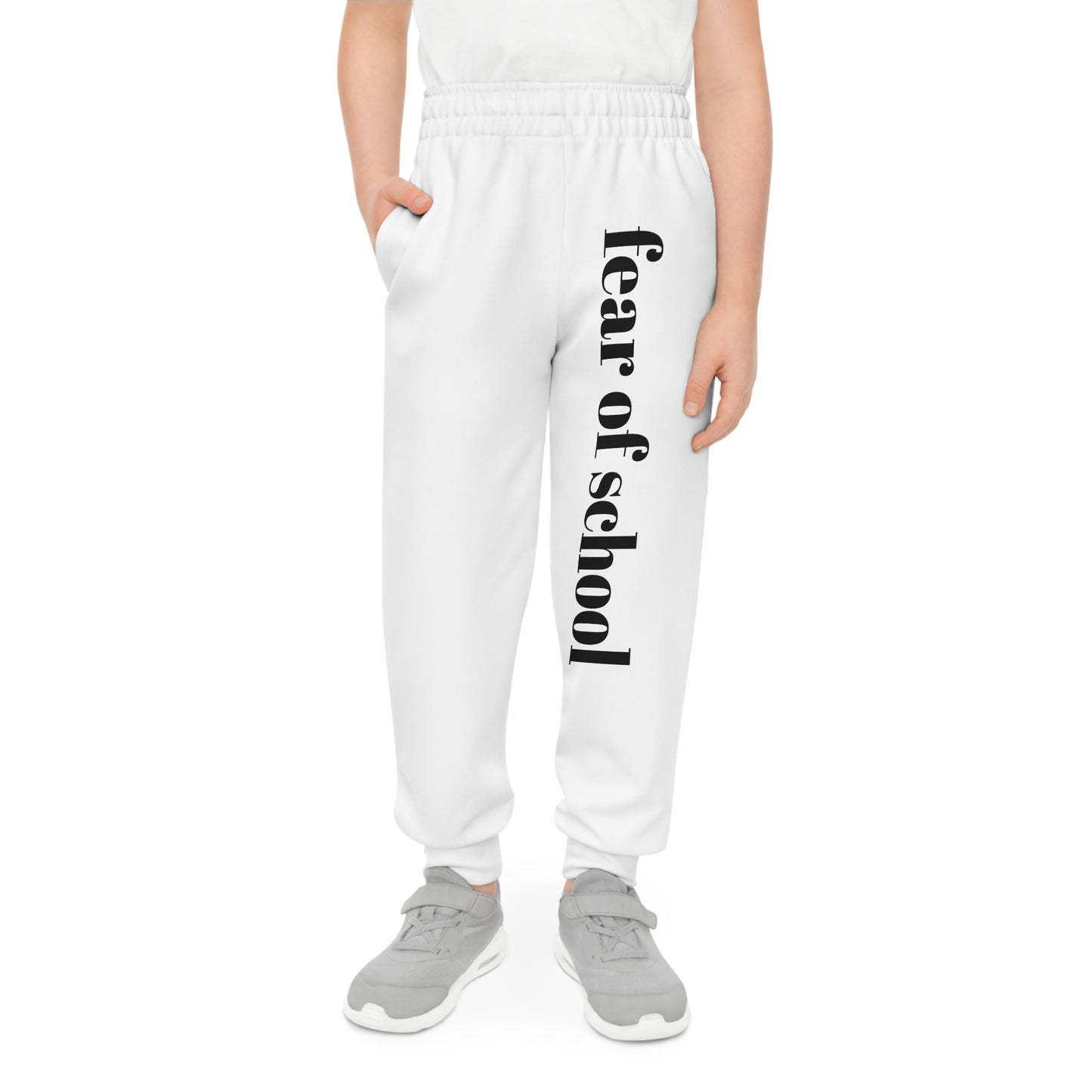 Youth Joggers with 'Fear of School' Print, Comfortable Kids Sweatpants, Back to School Essentials, Trendy Youth Clothing, Unique Gift [...]